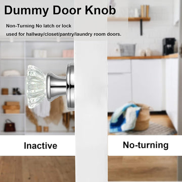4 Pack Crystal Dummy Door Knobs Interior, Glass Dummy Door Knobs