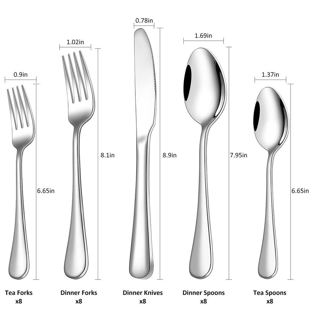 Silverware Set for 8, 40-Pieces Heavy Duty Stainless Steel Flatware Utensils Cutlery Set, Steak Knife/Spoons/Forks