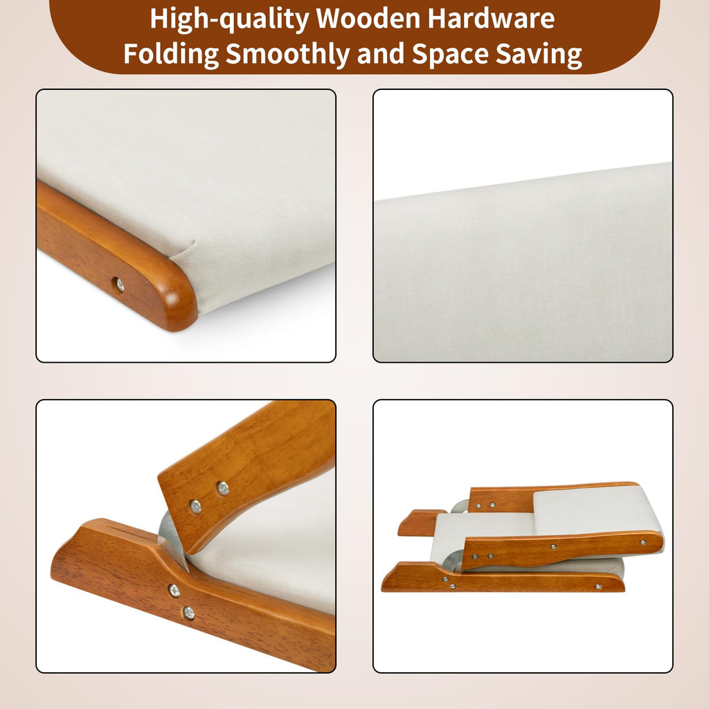 Floor Chair with Back Support, Foldable Japanese Style Floor Chair, Wood Legless Tatami Chair with Cushion, Accent