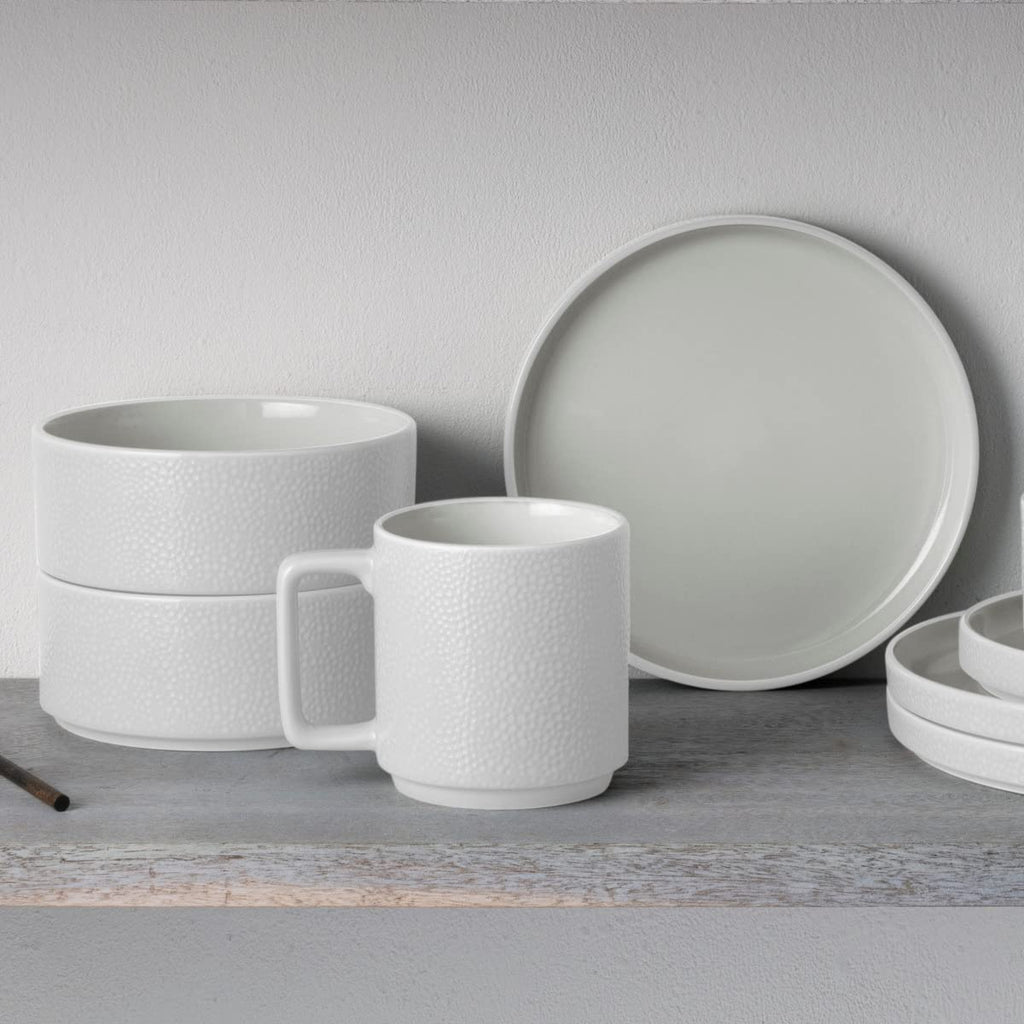 ColorTex Stone White 16-Piece Dinnerware Set, Service for 4