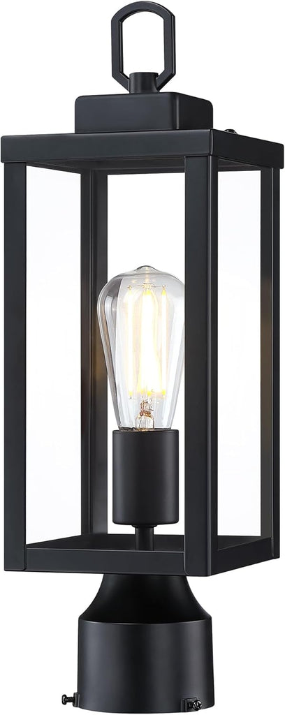 Outdoor Pole Lamp, Post Light Fixture, Anti-Rust Galvanized Housing with Tempered Glass