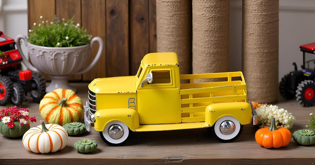 Metal Truck Planter, Farmhouse Truck Decor, DIY Home Decor & Seasonal Decor, Yellow