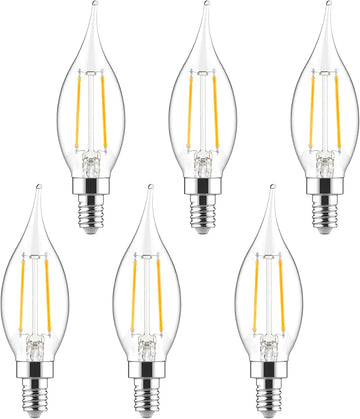 E12 Candelabra Bulb 40 Watt Equivalent, Dimmable LED Chandelier Light Bulbs 5000K Daylight White, CA10 Candle Shape