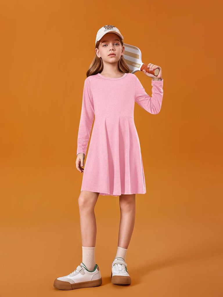 Girls Long Sleeve Dresses Kids Twirly Skater Dress