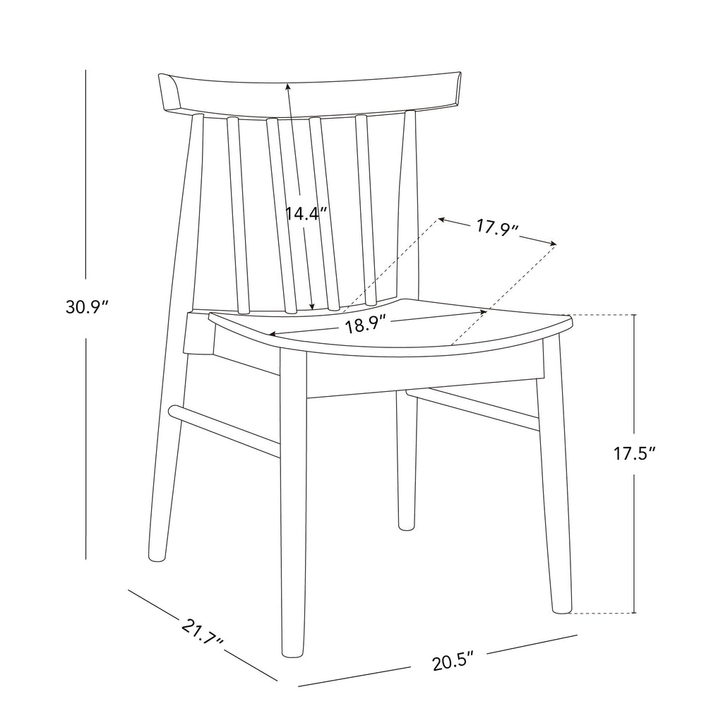 Dining Chairs Set of 2, Solid Wood Frame, Upholstered Seat, Walnut