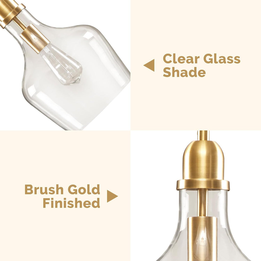 Auburn Pendant Lighting for Dining Room, Industrial Kitchen Lights, Hand-blown Glass Bell Shaped Pendant Light for