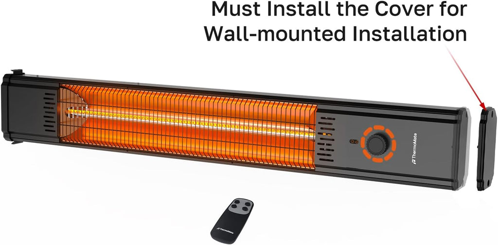 1500W Electric Patio Heater - Carbon Fiber Infrared Tower Heater for Outdoor Use - IP65 Waterproof, 2-in-1