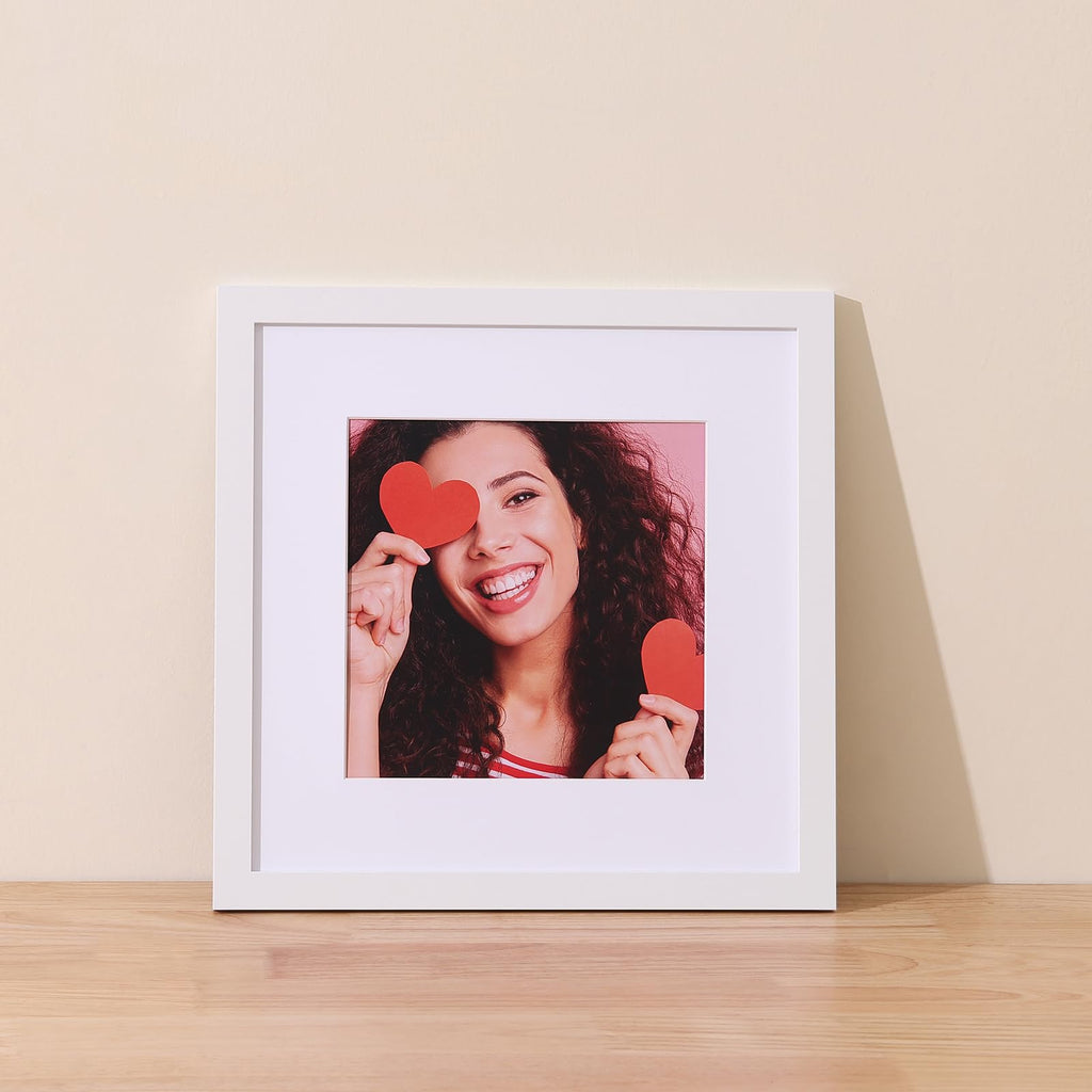 12x12 Picture Frame, Matted for 8x8 Photos, White
