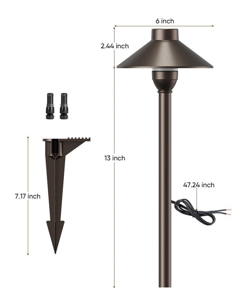 Low Voltage Landscape Lighting 12-Pack, Aluminum 12V Pathway Lights with G4 Bulbs, Waterproof Oil Rubbed Bronze Color