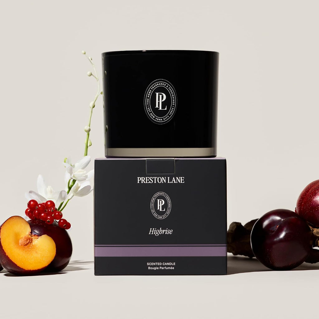Scented Candle 24oz Long-Burn 3-Wick Soy Wax - Highrise | Large Candle, 3-Wick Soy Wax, Hand-Poured USA, 40-50 Hour