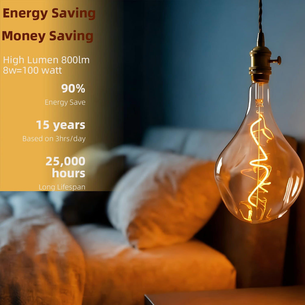 Oversized Vintage Lrregular Giant Edison LED Bulb,2200K Dimmable,8W E26 1PK