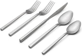 Cube 20-Piece Forged Silverware Set Stainless Steel Flatware Set,Service for 4,Matte Satin Polished Cutlery Set