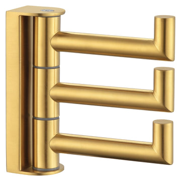 Brushed Dark Gold Swivel Towel Hook with 3-Arm, 304 Stainless Steel