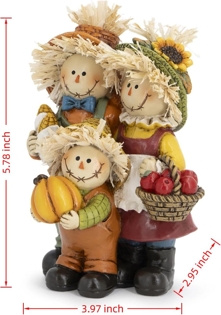 Fall Scarecrow Family Figurine, Autumn Harvest Thanksgiving Decor