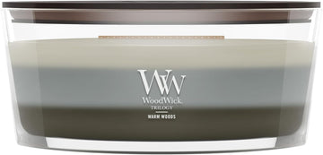 Warm Woods Trilogy Holiday Candle Gifts for Women and Men, 16 oz Ellipse Trilogy Candle with Crackling Wick
