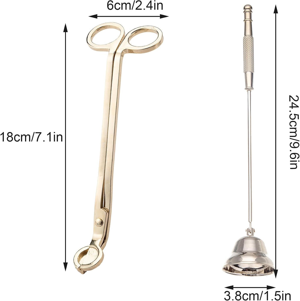 Large Size Candle Wick Trimmer and Candle Snuffer Set with Long Handle,Polished Stainless Steel Wick Scissor Cutter