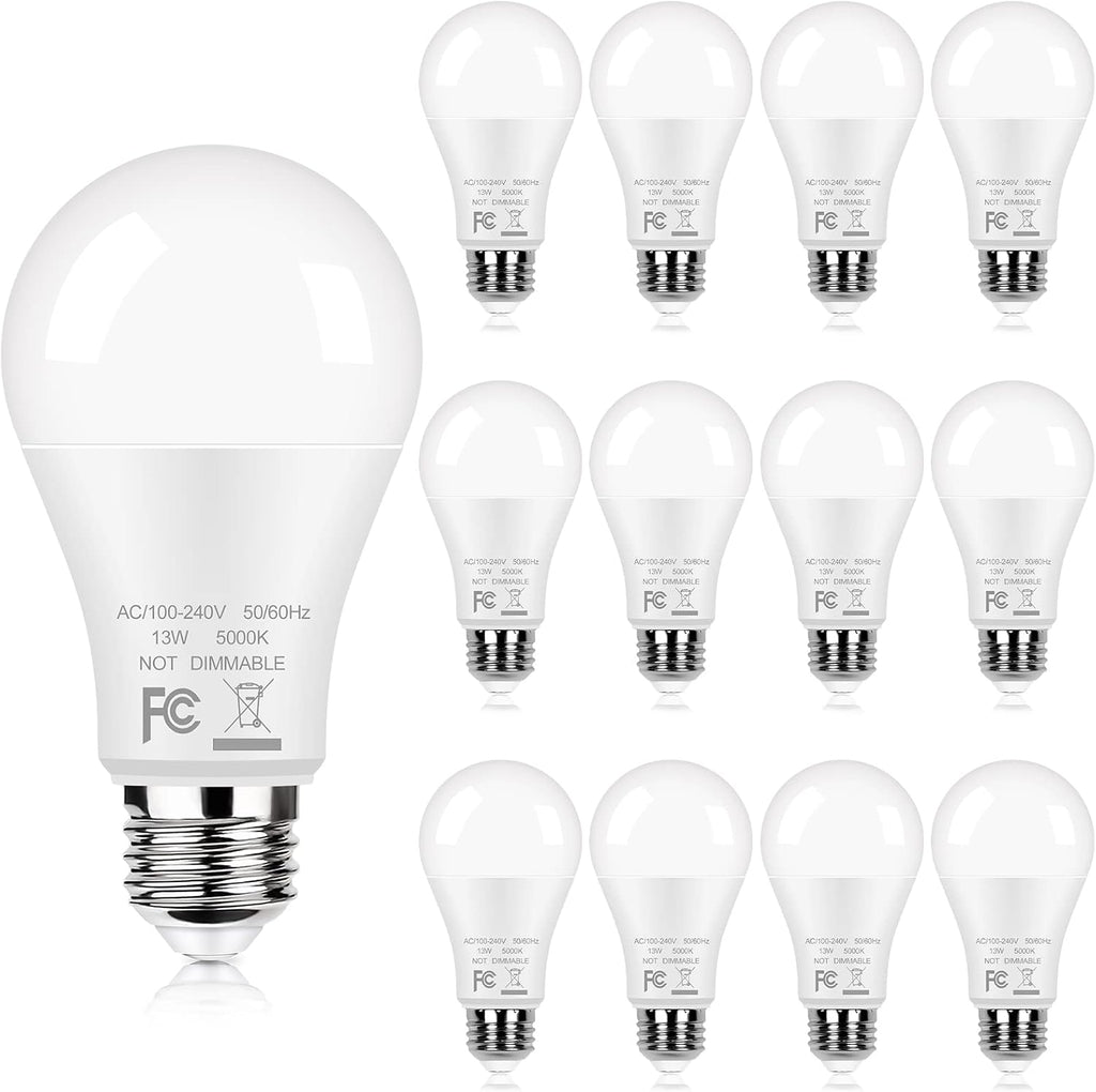 12-Pack A19 LED Light Bulbs 100W Equivalent Bulbs, Super Bright 1500 Lumens 13W 5000K Daylight White Bulbs with