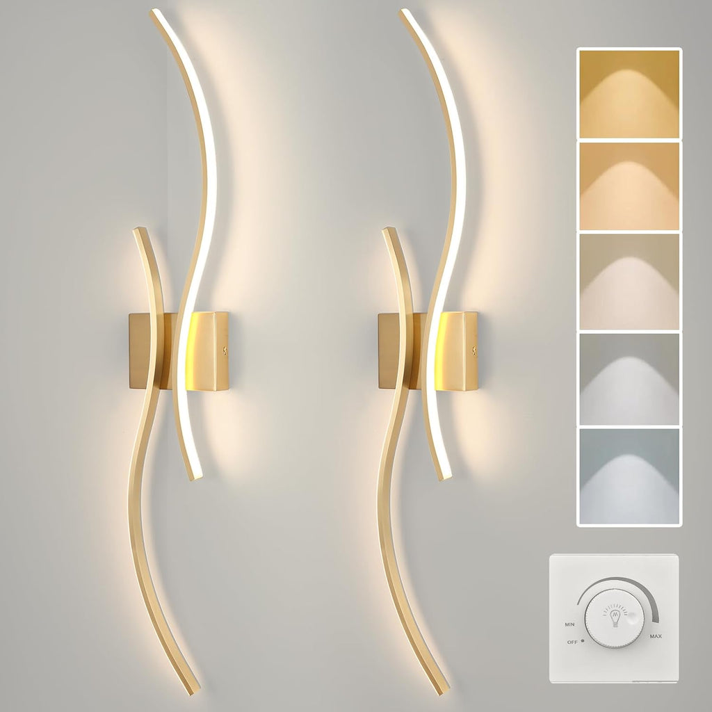 Modern Wall Sconce Set of, 5CCT Dimmable Indoor Led Wall Sconce Lighting Set of 2, 31.5 Inch Wall Light Fixtures