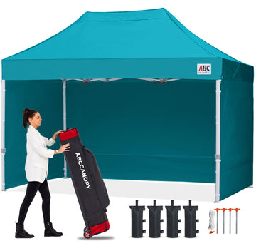 Commercial Pop Up Canopy Tent with Sidewalls 10X15, Turquoise