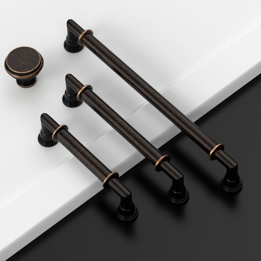 10 Pack 3.75 Inch(96mm) Oil Rubbed Bronze Cabinet Pulls Heavy-Duty Solid Kitchen Cabinet Handles Gold Dresser Drawer