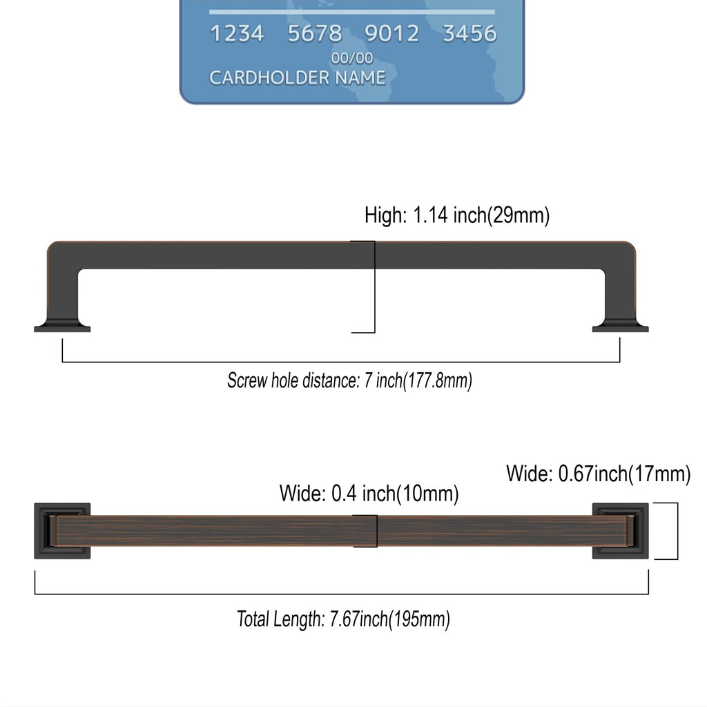 6 Pack 7 Inch Oil Rubbed Bronze Cabinet Pulls,Kitchen Hardware