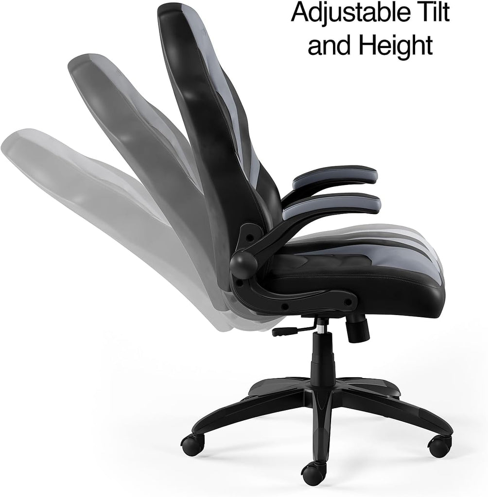Emerge Vortex Gaming Chair, Adjustable Height, Swivel Black | Racing-style design with sturdy swivel base, ideal for