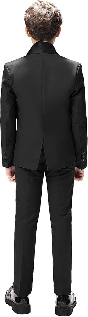 Boys Tuxedo Formal Suits 3 Piece,Shawl Lapel Jacket Vest and Pants