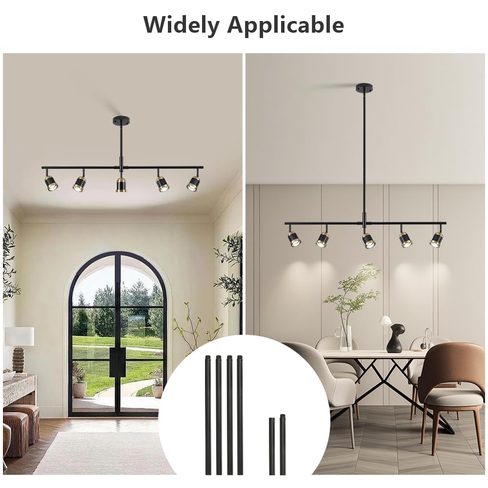 Track Lighting Kit Black Track Light Flexibly Rotatable Light Head Adjustable Height Modern Spotlight Living