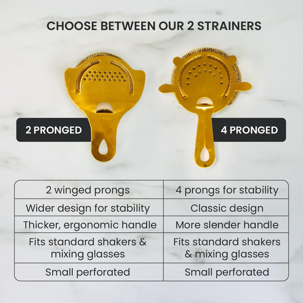 Cocktail Strainer, 4-Prong Bar Strainer with High Density Spring for Smooth Pouring, Fits Boston Shaker Tins