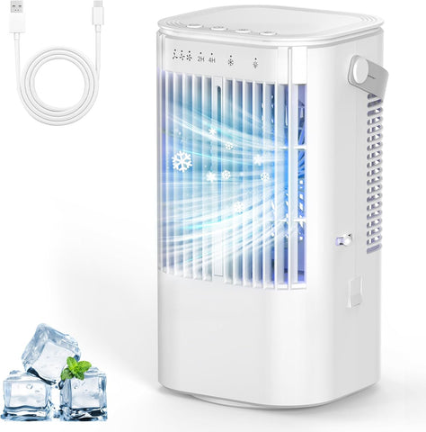 Portable Air Conditioners 4-in-1 Mini Small Air Conditioner Evaporative Air Cooler Fan with 1000ml Water Tank 3 Speeds