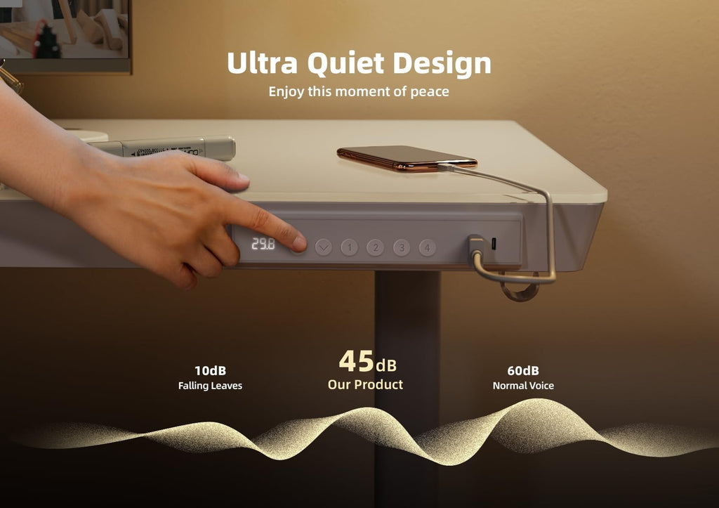 35" Small Glass Standing Desk with Drawers & USB Ports, Whole-Piece Glass Top Adjustable Height Desks, Quick-Install