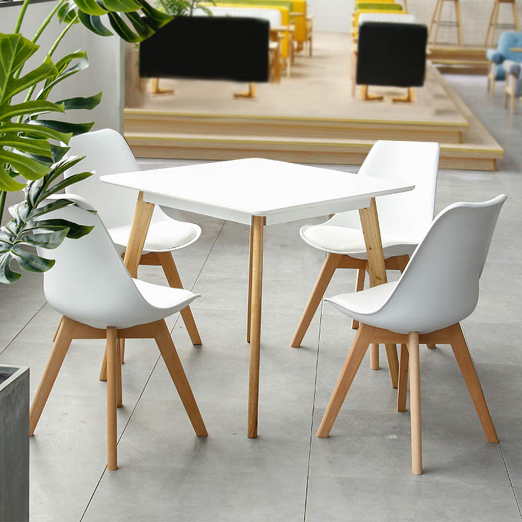 Set of 4 Modern Dining Chairs, High Backrest Kitchen Chairs, Elegant Mid Century Side Chairs w/Padded Seat, Solid