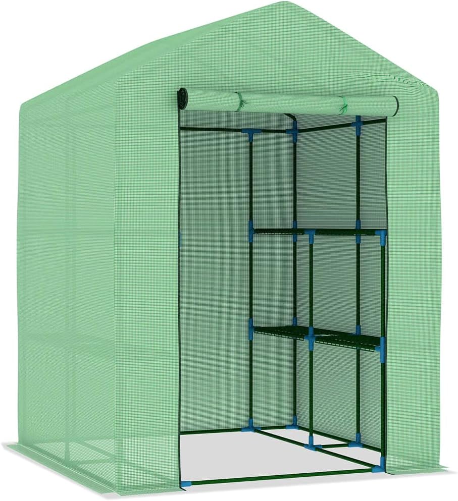 Portable Greenhouse for Outdoor Gardening, Large Walk-in Plant Growing Tent with Powder-Coated Steel Frame, 56.3 x