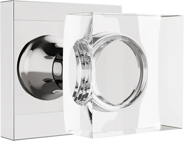 Polished Chrome Door Knob Passage Door Knobs Crystal Glass Door Knobs Interior, Sliver Door Knob Square Door Knob