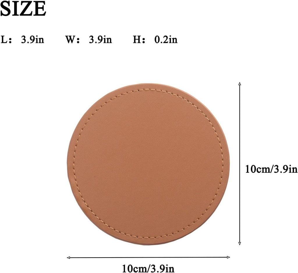 Coasters with Holder - 3.9-Inch Drink Coasters(Brown) - Set of 6