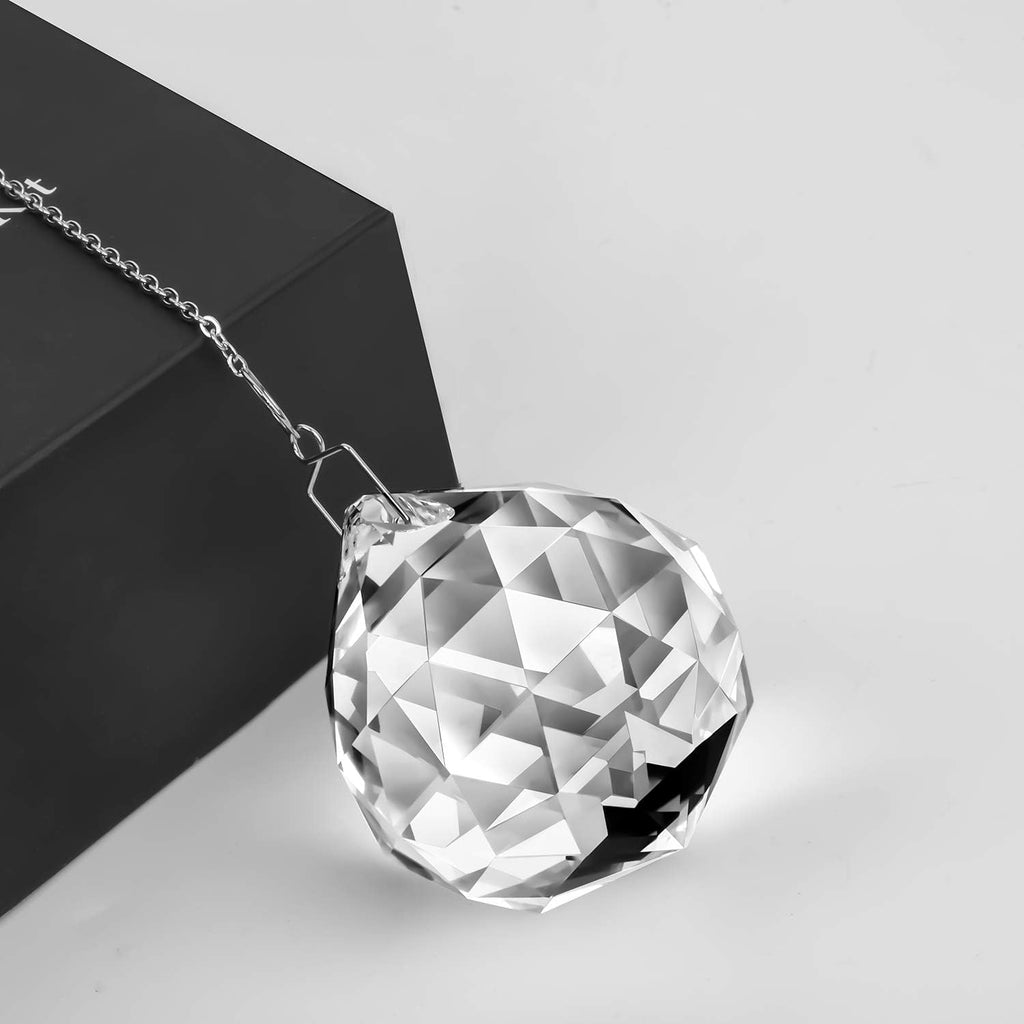 Clear Crystal Sun Catcher Suncatcher Prism Ball with Metal Chains - 6 Pack, 2"/50mm, Rainbow Pendant Maker