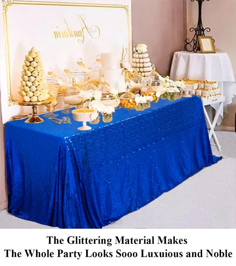 Sequin Tablecloth 50x80 Inch Royal Blue Glitter Table Cover
