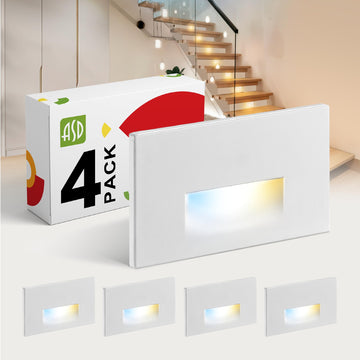 LED Step Light 4-Pack | Stair Riser, Deck, Hallway, Pathway | White