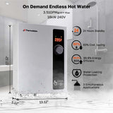 Tankless Water Heater Electric 18kW at 240 Volt, ThermoMate On Demand Instant Hot Water Heater Up to 4.4GMP