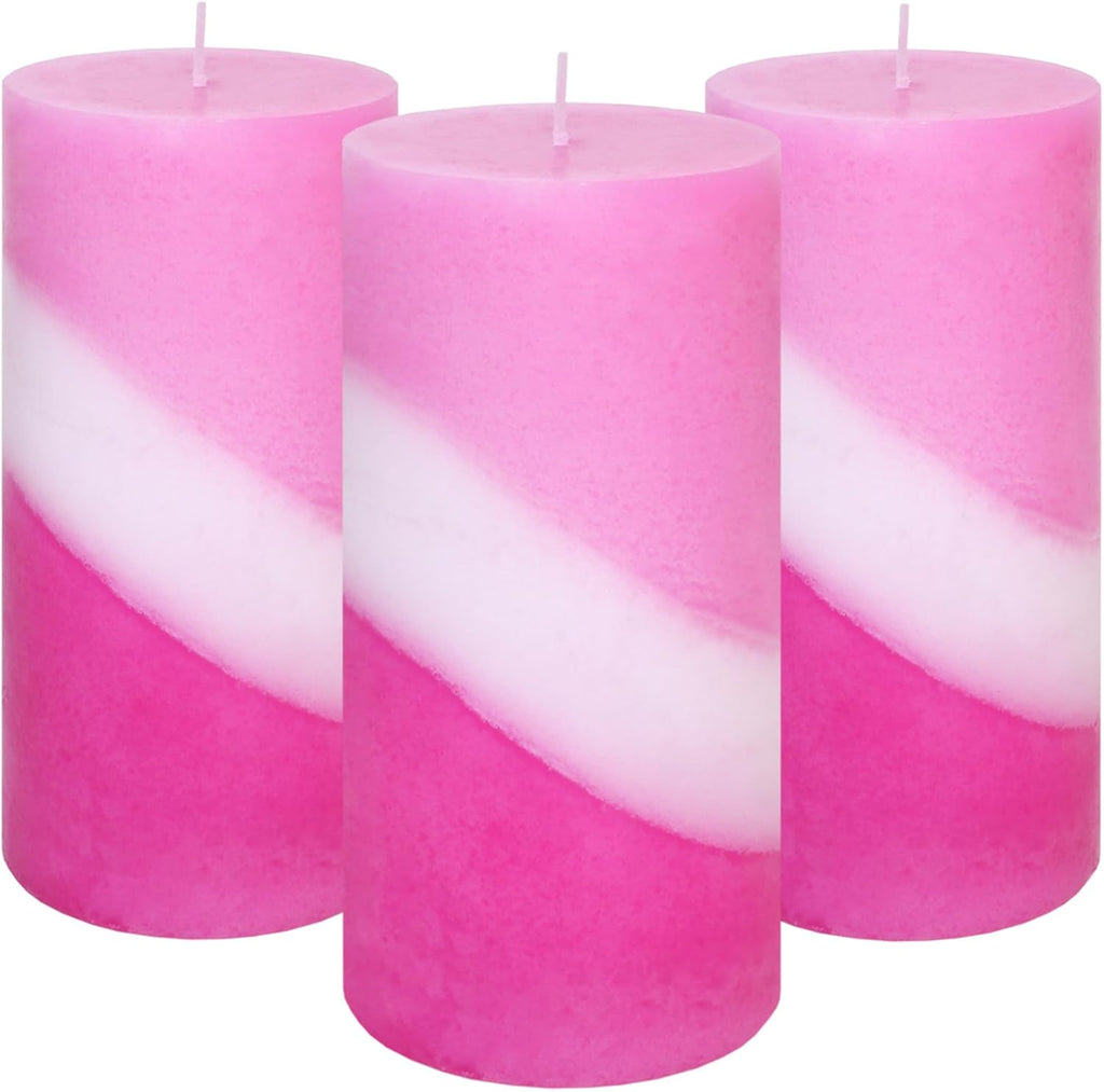 Pillar Candles Rose Scented Pink Spiral Aromatherapy Candles 70+ Hours Burn Long Lasting, Mottled Layered Candles
