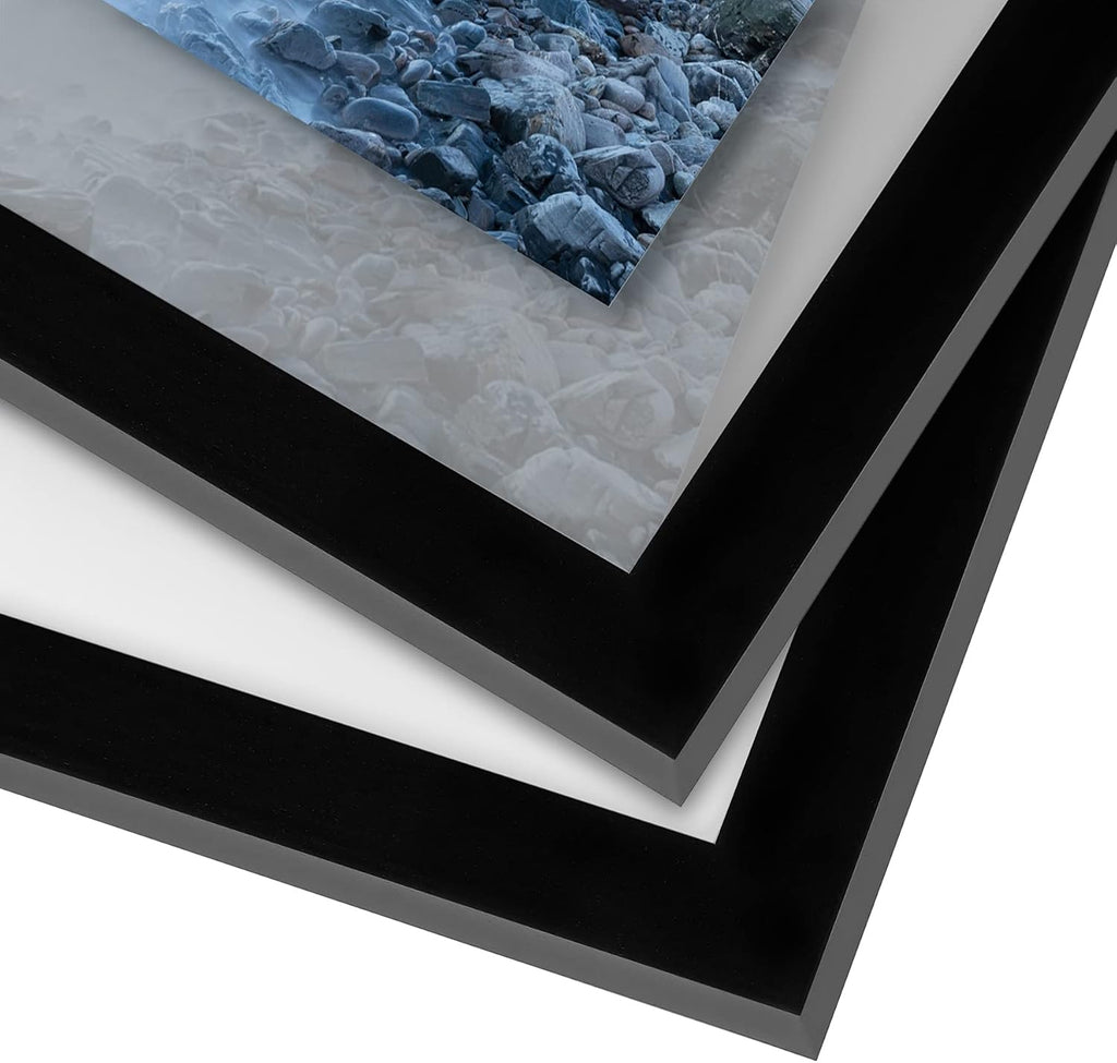 11x14 Floating Picture Frame 2-Pack - Engineered Wood - Black | Photo floats between crystal-clear glass, hangs