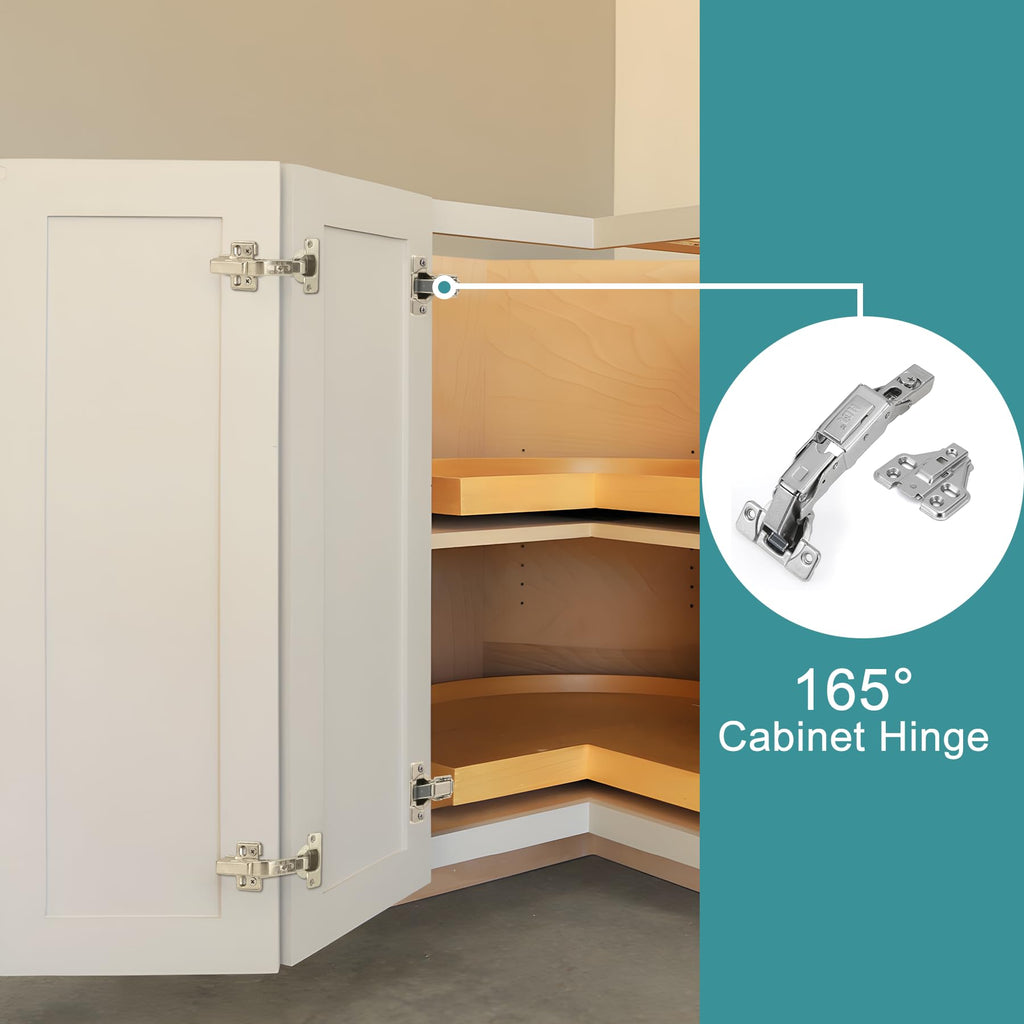 4 Pack 165 Degree Soft Close Cabinet Hinges, Full Overlay Kitchen Cabinet Hinges, Concealed European Hinges for Lazy