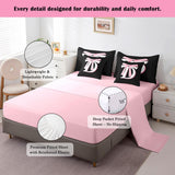 Jejeloiu Kids Girls Black Pink Bow Comforter Set with Sheets Queen Monogrammed 7 Piece Bedding Set Personalized