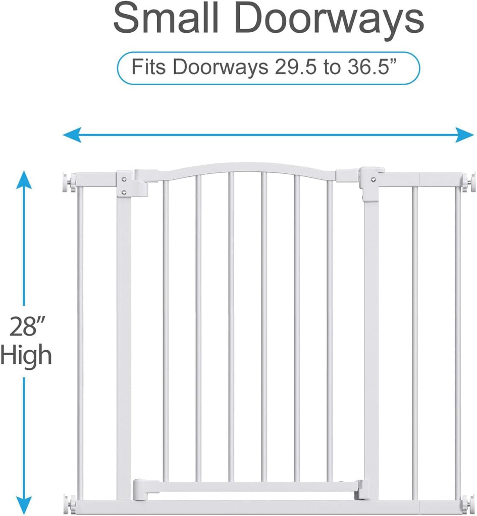 Great Gates Pet Gate - Durable Steel Gate for Stairs - Self-Closing Door & 2-Step Child Proof Lock - Wall-Friendly