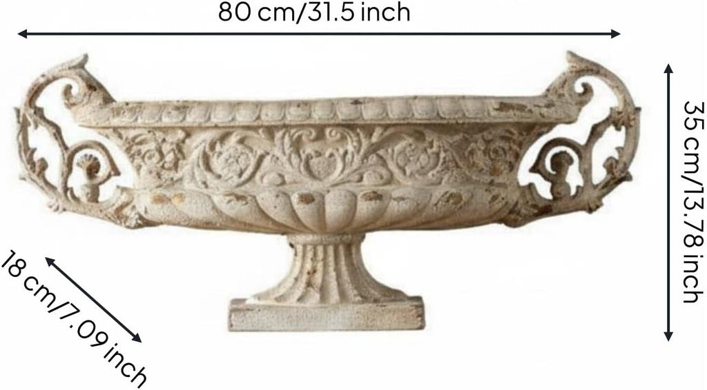 French Garden Urn Antique Stone Look Vintage Urn Planter Weather-Resistant Vintage Pedestal Planter , Outdoor