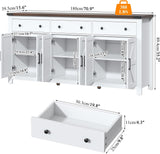 71" Large Sideboard Buffet Cabinet with Storage, Modern Farmhouse Coffee Bar with 3 Drawers and 6 Barn Doors