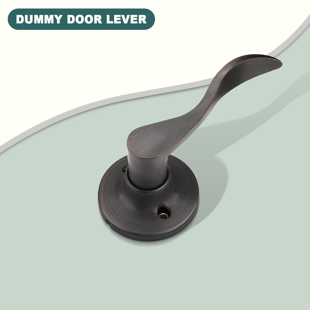 4 Pack Oil Rubbed Bronze Half Dummy Door Handle for Closet Keyless Right Handed Interior Door Lever Wave Dummy Lever