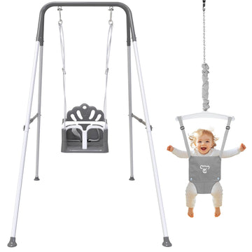 Foldable Toddler Swing Set and Baby Jumper for Indoor & Outdoor Use