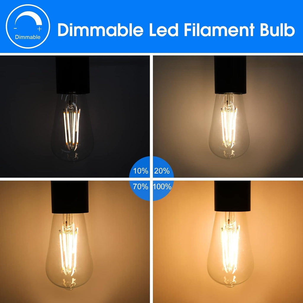 ST18 LED Filament Light Bulbs Clear Fully Compatible Dimming 13W (100W Equivalent) 1400 Lumens 2700K Warm White E26