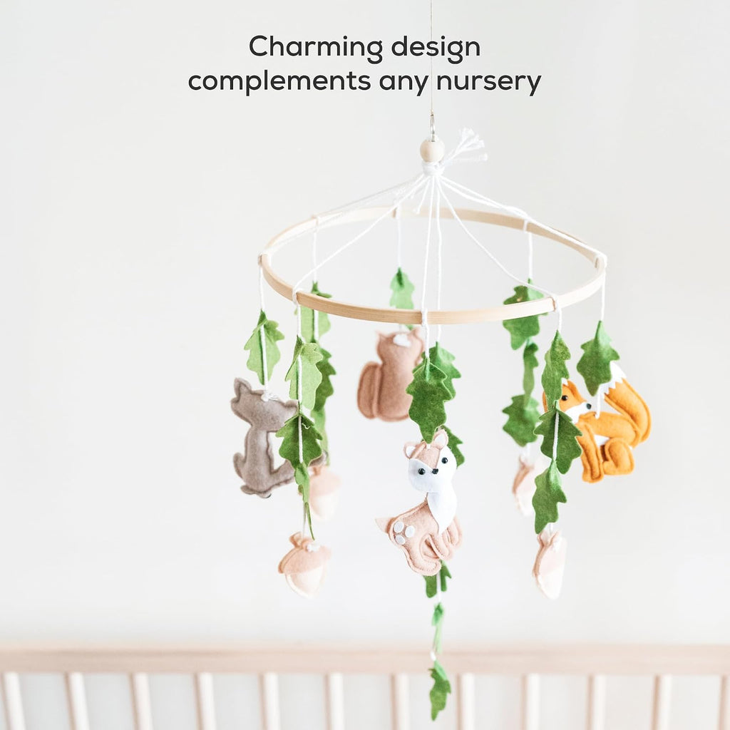 Baby Mobile for Crib - Forest Animal Nursery Mobiles - Gender Neutral Baby Nursery Decor - Woodland Forest Animals